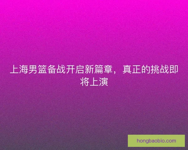 上海男篮备战开启新篇章，真正的挑战即将上演