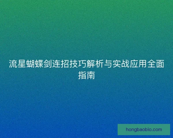 流星蝴蝶剑连招技巧解析与实战应用全面指南