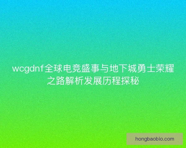 wcgdnf全球电竞盛事与地下城勇士荣耀之路解析发展历程探秘