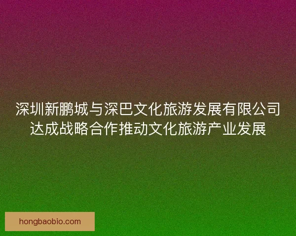 深圳新鹏城与深巴文化旅游发展有限公司达成战略合作推动文化旅游产业发展