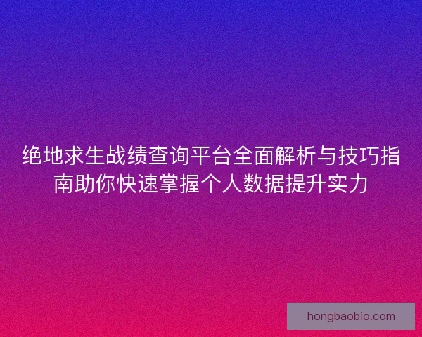 绝地求生战绩查询平台全面解析与技巧指南助你快速掌握个人数据提升实力