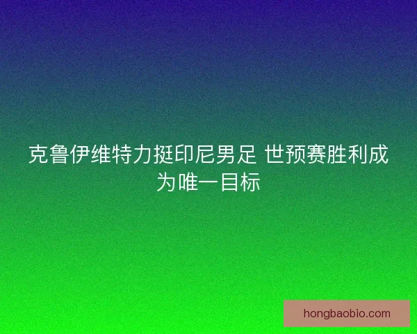 克鲁伊维特力挺印尼男足 世预赛胜利成为唯一目标